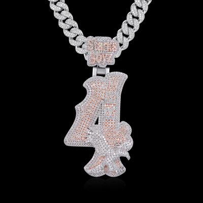 APORRO Premium Custom Iced 4 Layers Number 4 Pendant