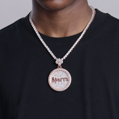 Custom Full Iced Round Bezel Set Pendant