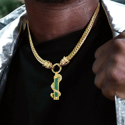 WONG Ⅱ Iced Out Jade Column Pendant