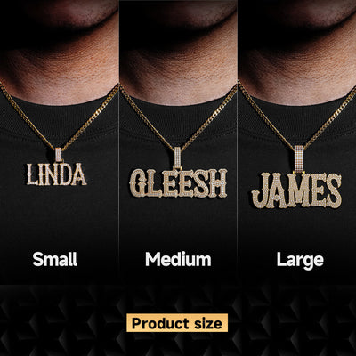 Custom Moissanite Bosox Font/Number Gold Name Pendant - Rose Gold