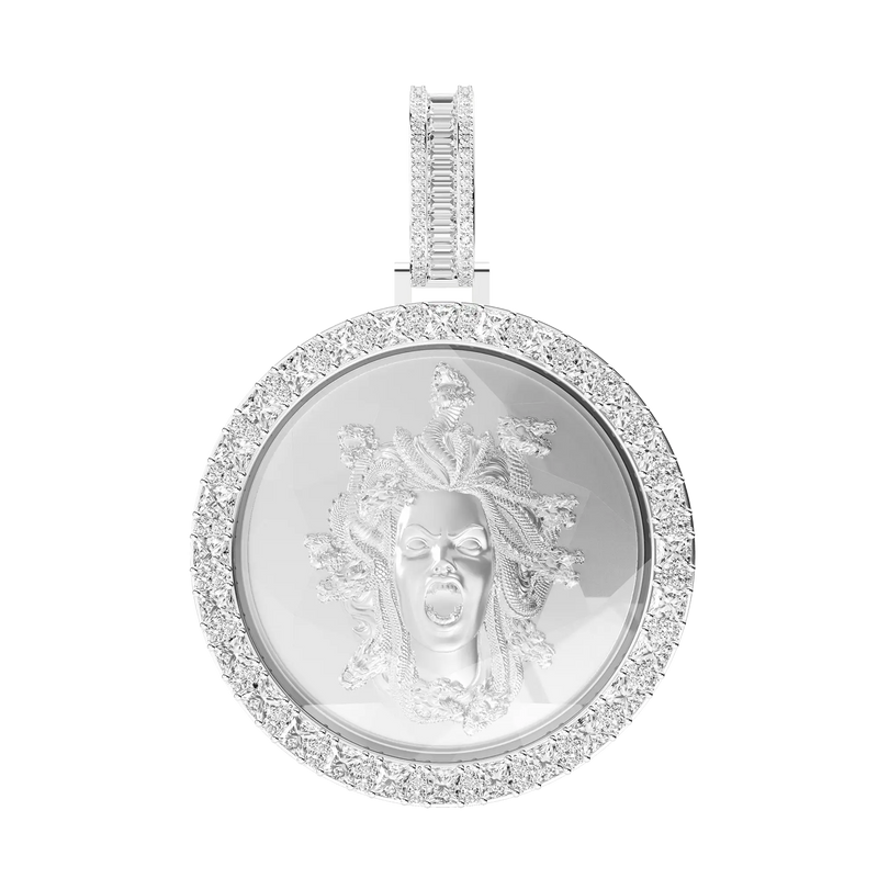 White Gold Moissanite Enamel Custom Pendant - APORRO Hip Hop Jewelry - APORRO