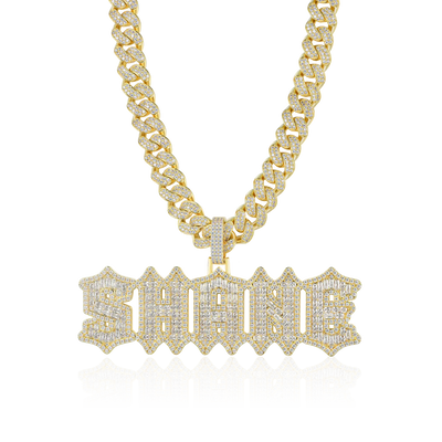 Custom Emerald Cut Gothic Font Pendant