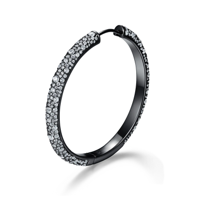 Moissanite S925 Large Paved Hoop Earring - Single