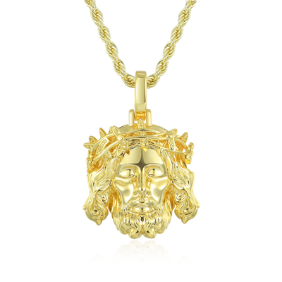 Jesus Piece Plain Gold Pendant - Micro
