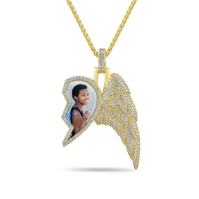 Custom Split Heart Pendant with Right Wing