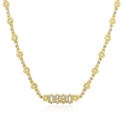 Gothic Font Opal Custom Necklace - 5mm