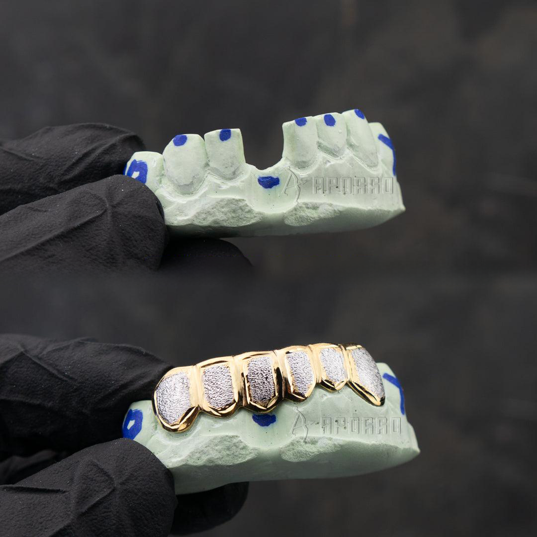 Custom Two Tone Diamond Dust Grillz