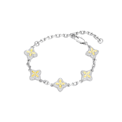 Iced Luminous Clover Adjustable Bracelet - Yellow Diamond