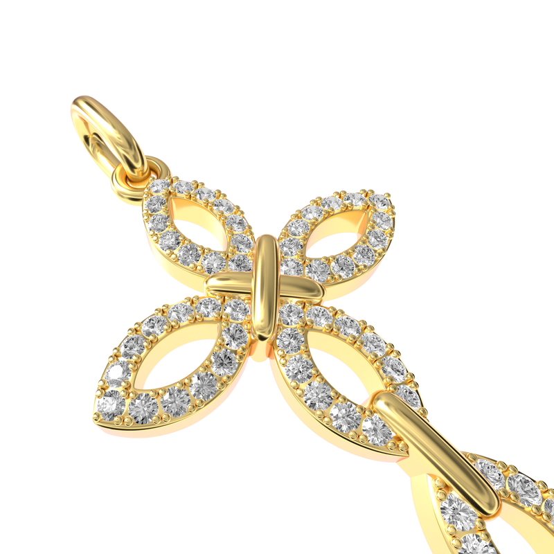 Micro 18K Gold Marquise Cross Pendant - APORRO