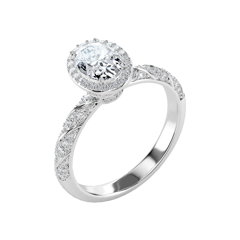 Oval Cut Halo Diamond Rope Engagement ring - APORRO