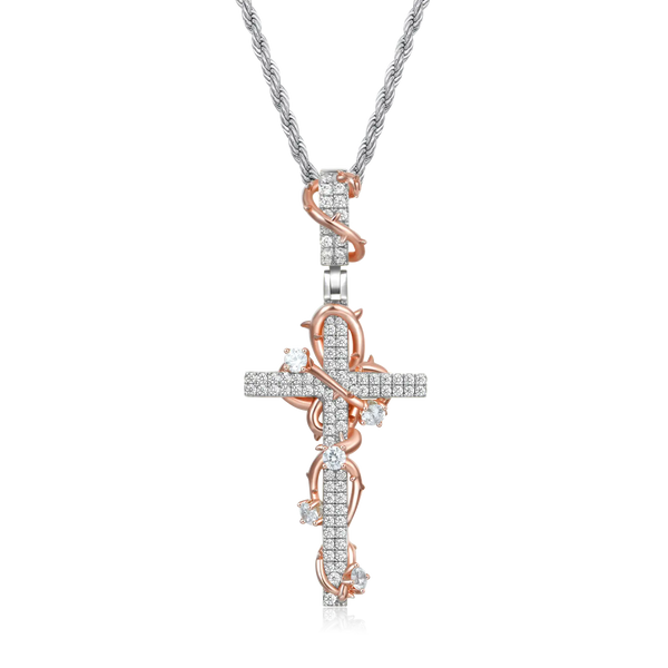 Moissanite Thorned Rose Cross Pendant – APORRO