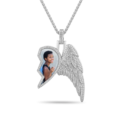 Custom Split Heart Pendant with Right Wing