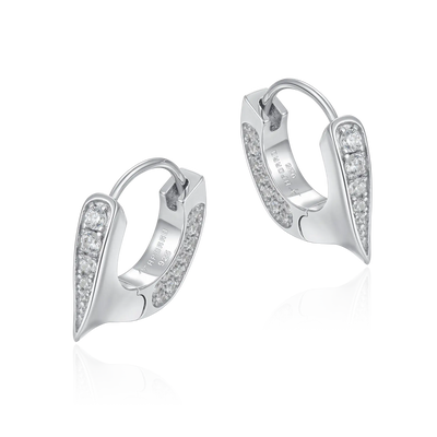 S925 WONG Ⅱ Ridge Iced Out Hoop Earrings - Pair