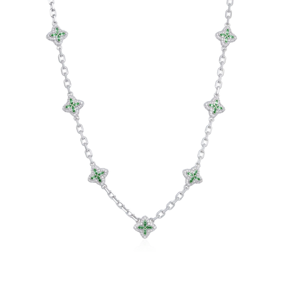 Iced Luminous Clover Adjustable Necklace - Green Diamond