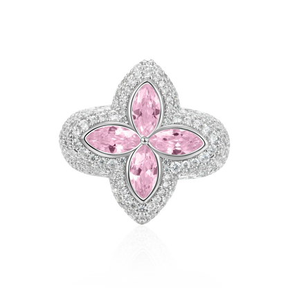 Moissanite Luminous Clover Ring - Pink Diamond