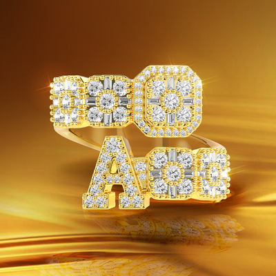 Custom Baguette Cut Mix Letter Ring