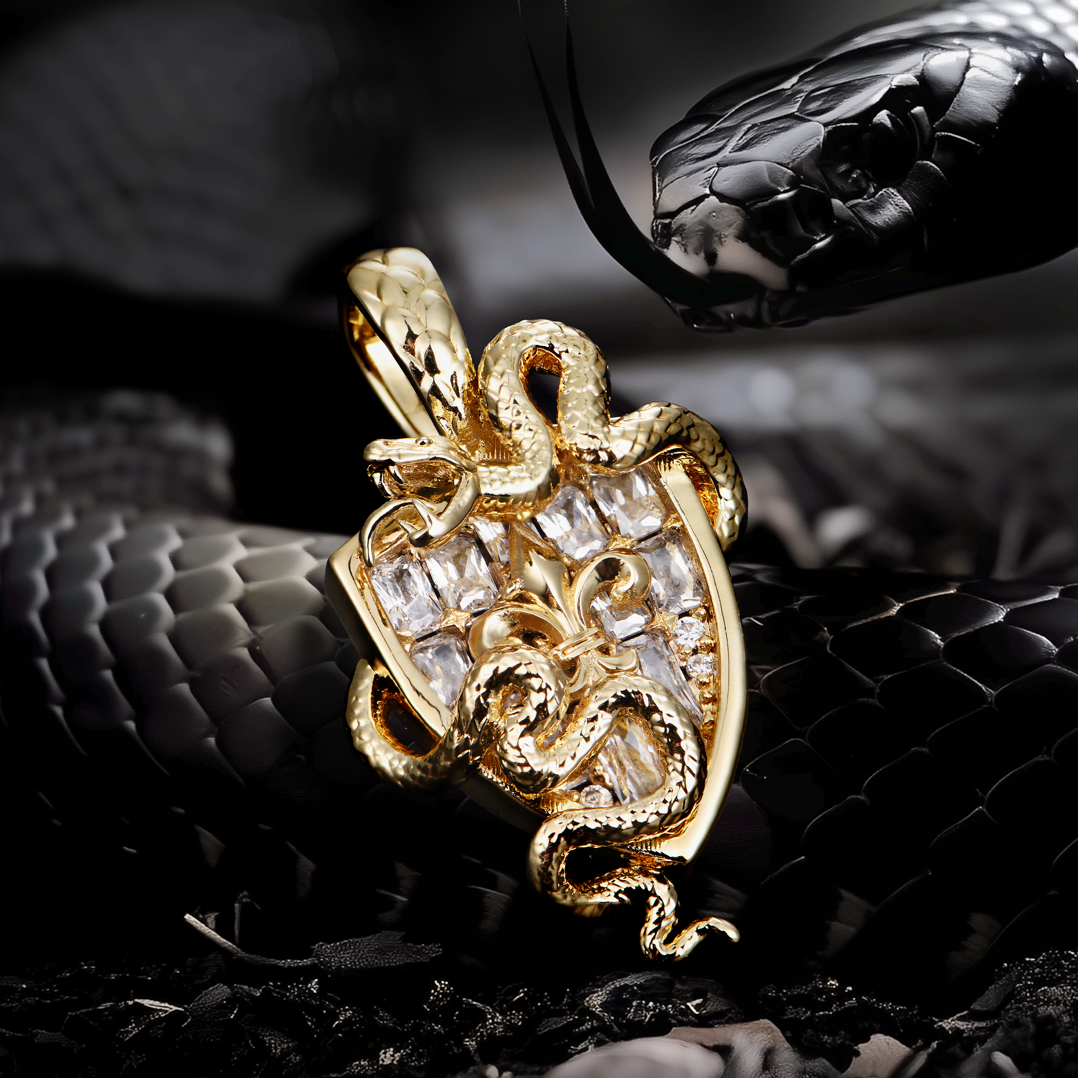 Guardian Shield Snake Pendant - 25mm