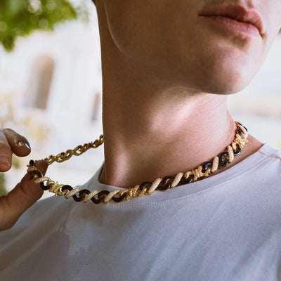 Infinity Two-tone Snake Clasp Link Chain - 8mm