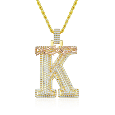 Custom Crown of Thorns Initial Letter Pendant