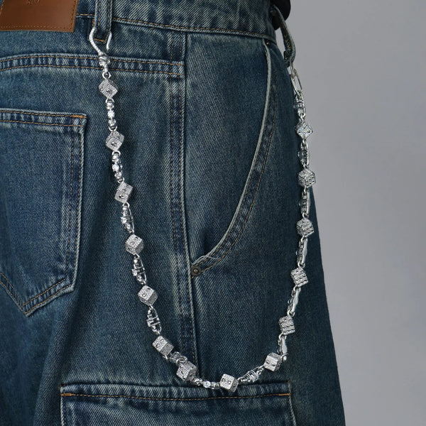 小物 emostanceclub skull dice wallet chain 10mm 18K White Gold Skull Dice Luxe Chain & Wallet Chain - Pants