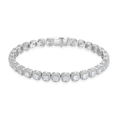 Cushion-Cut Clustered Tennis Bracelet - 7mm