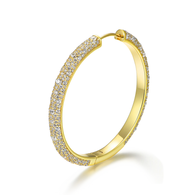 Moissanite S925 Large Paved Hoop Earring - Single