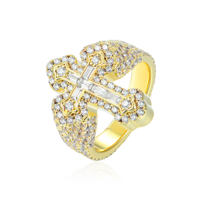 Moissanite Baguette Cross Ring