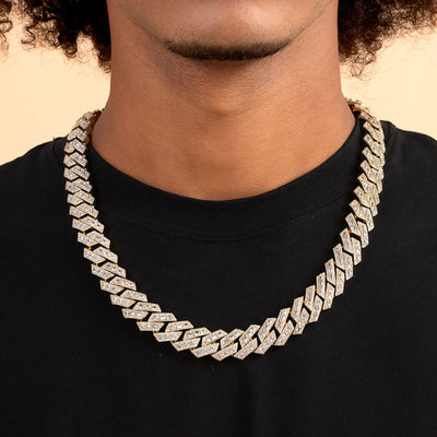 Halo Emerald Cut Prong Cuban Link Chain