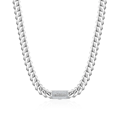 Plain Gold Moissanite Prong Cuban Link Chain - 8mm