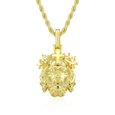 Jesus Piece Plain Gold Pendant - Micro