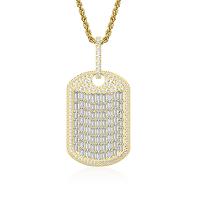 Custom Iced Out Baguette Cut Dog Tag Pendant