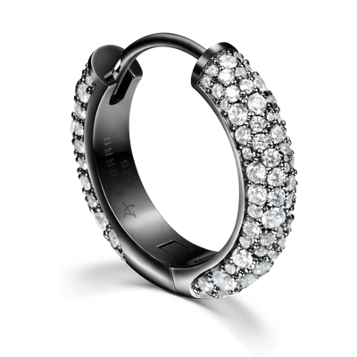 Moissanite S925 Round Paved Hoop Earrings - Medium
