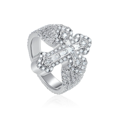 Moissanite Baguette Cross Ring