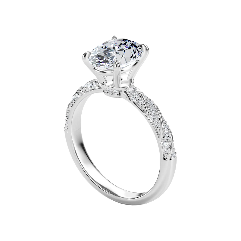 Oval Cut Diamond Rope Engagement Ring - APORRO