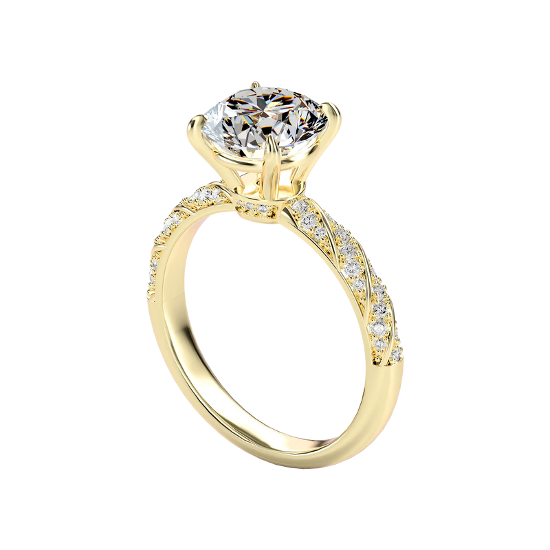 Round Cut Diamond Rope Engagement Ring Custom - APORRO