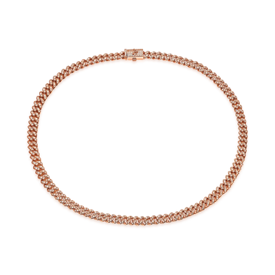 6mm Micro Round Cut Cuban Link Chain - Rose Gold