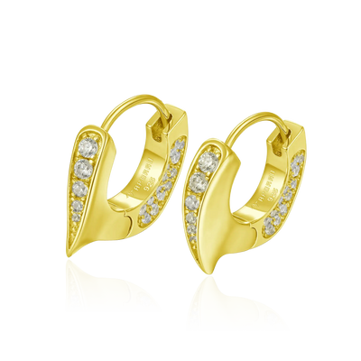 S925 WONG Ⅱ Ridge Iced Out Hoop Earrings - Pair