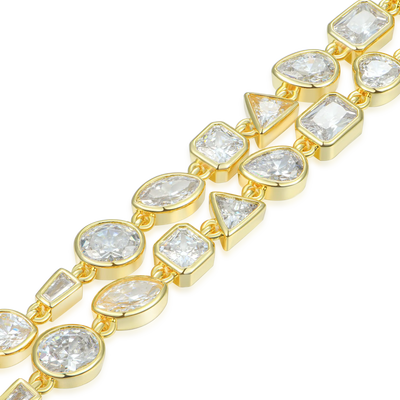Mixed Shape Gemstone Bezel Chain - 6mm
