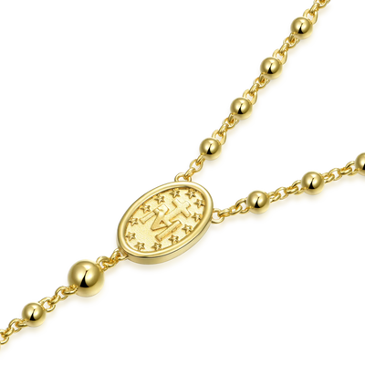 Custom Adjustable 14k Gold Virgin Mary Rosary Necklace