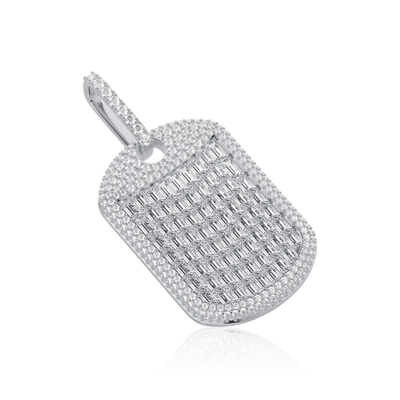 Custom Iced Out Baguette Cut Dog Tag Pendant