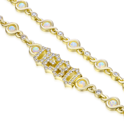 Gothic Font Opal Custom Necklace - 5mm