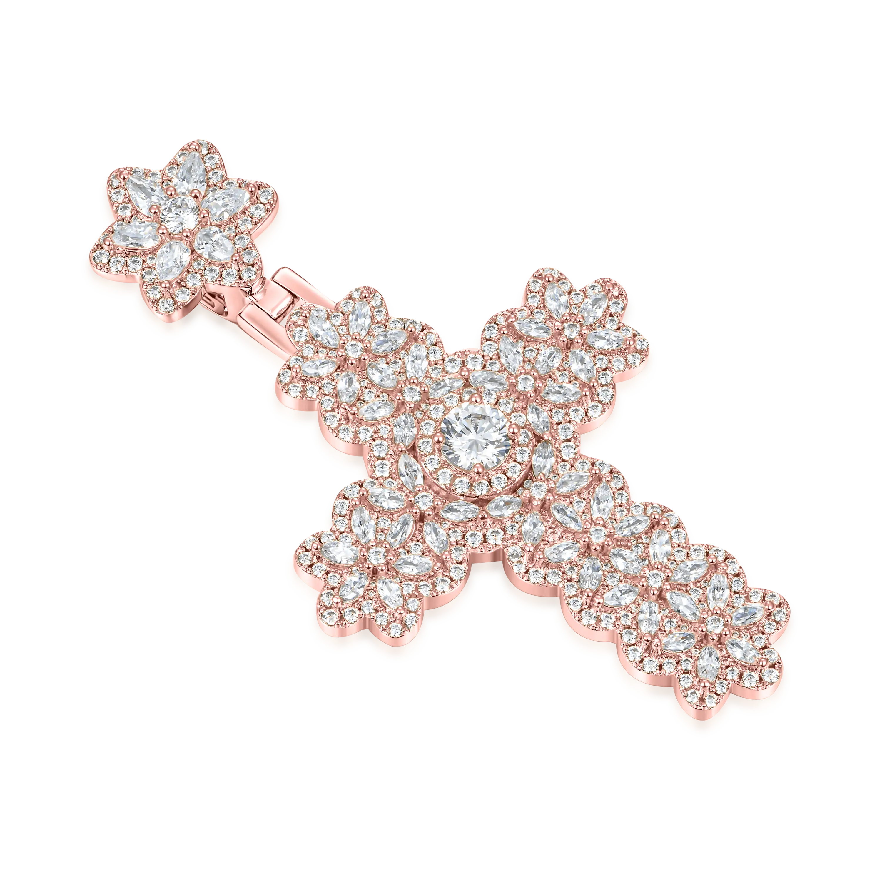 Women's Marquise Flower Cross Pendant