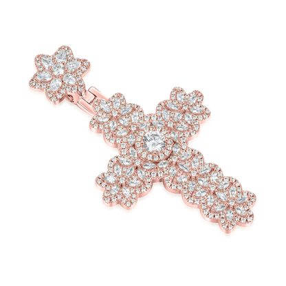 Women's Marquise Flower Cross Pendant