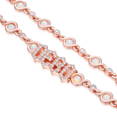 Gothic Font Opal Custom Necklace - 5mm