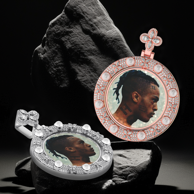 Custom Clover Pearl Reversible Photo Pendant