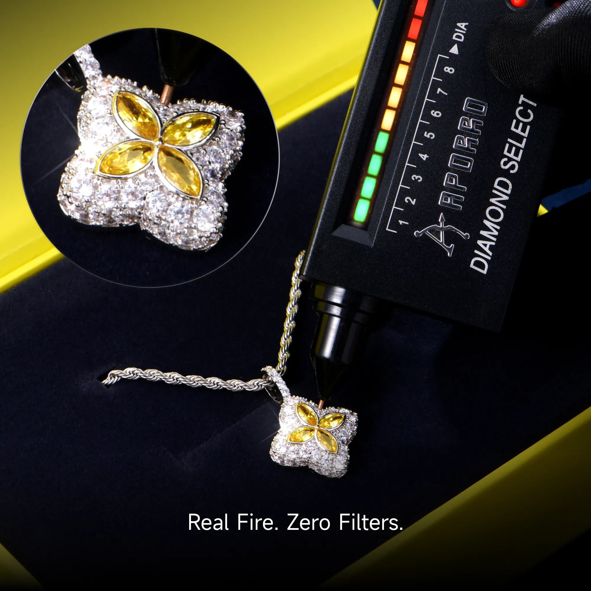 Moissanite Luminous Clover Pendant - Yellow Diamond