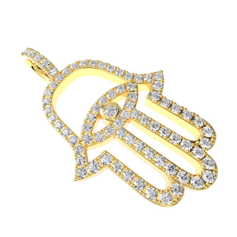 Micro 18K Gold Hamsa Diamond Pendant - APORRO