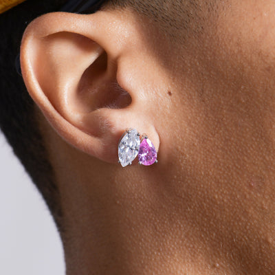 Moissanite S925 Toi et Moi Marquise & Pear Stud Earrings