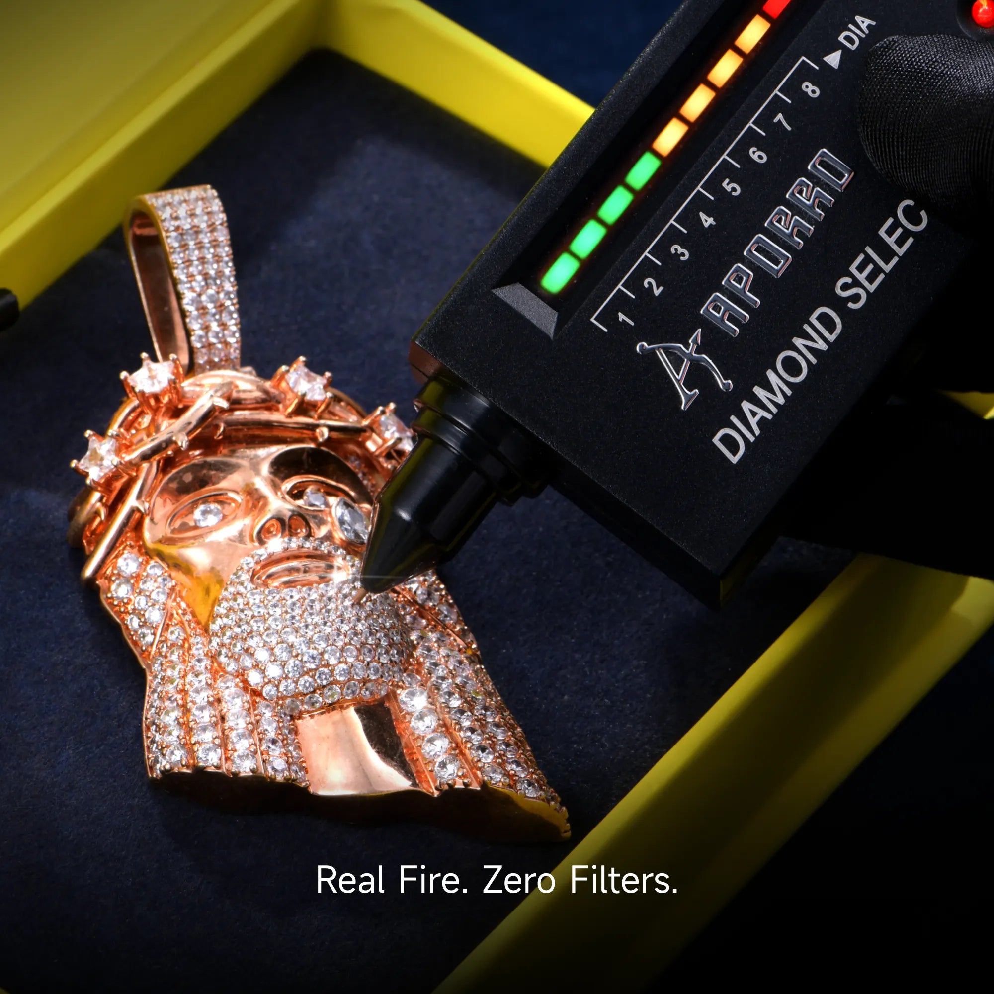 Moissanite Rose Gold Stellar Jesus Pendant - Large