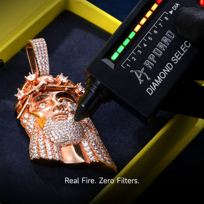 Moissanite Rose Gold Stellar Jesus Pendant - Large